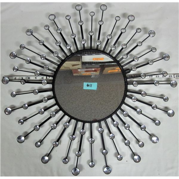 24" diameter starburst wall hang mirror and assorted crystal inserts