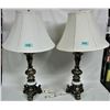 Image 1 : Pair (2) brass & marble boudoir lamps/shades