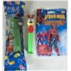 Image 2 : Lot of 5 vintage collectible toys - New "Geicko" pez - Garfield Odie pez, new giant Spiderman figure