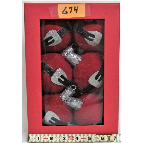 Boxed set of 6 flocked 3" christmas santa decorative balls