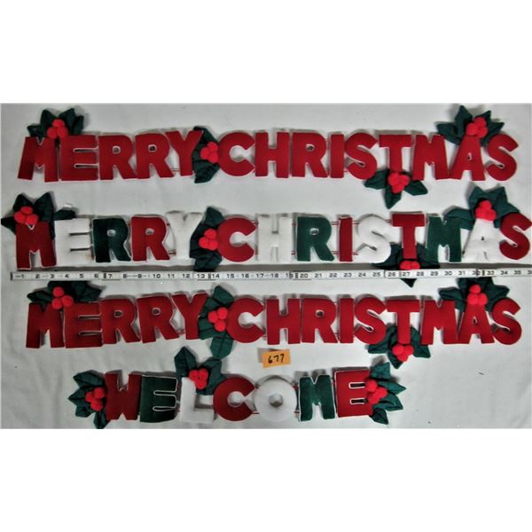 4 plush 36" Merry Christmas welcome sign banners
