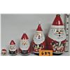 Set of 5 wooden nesting santa christmas decorations