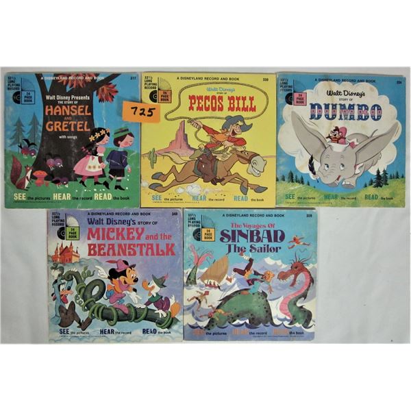 Lot of 5 Disneyland See-Hear-Read 33 1/3 RPM record & book sets