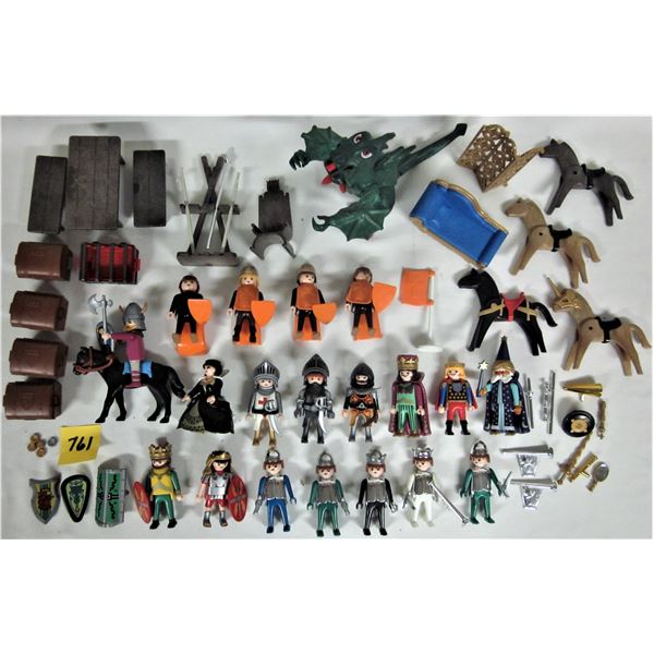 Vintage Playmobil klicky 7 mini figures Motorcycles, trailer, Jeep, car and asorted accessories