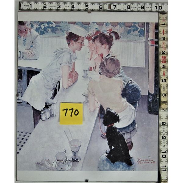12" X 10" glass framed Norman Rockwell print