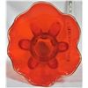 Image 2 : 13" tall vintage orange blown art glass scalloped rim vase - very heavy