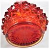 Image 5 : 23" tall orange/red diamond design bittersweet slung glass vase - rare, vintage