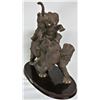 Image 2 : 11" X 10" Ruby Collection trio elephant statue with wooden base