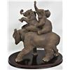 Image 3 : 11" X 10" Ruby Collection trio elephant statue with wooden base