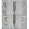Image 2 : Set of 4 white milk glass embossed beer steins
