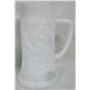 Image 3 : Set of 4 white milk glass embossed beer steins