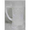 Image 4 : Set of 4 white milk glass embossed beer steins