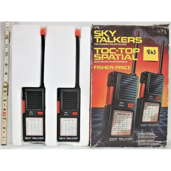 1982 Vintage Fisher Price #815 Made In Hong Kong Sky Talkers Walkie-Talkies with box