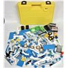Image 1 : 1980's Vintage Fisher Price Construx lot / rare yellow plastic storage carry case