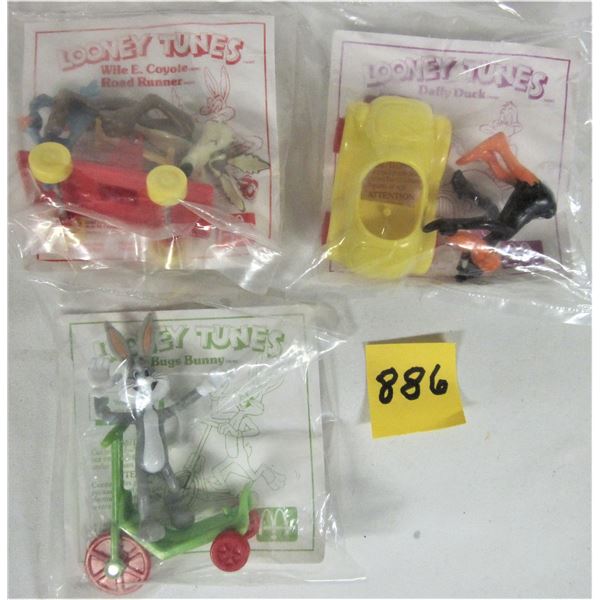 3 new sealed 1989 McDonalds Looney Tunes happy meal toy collectibles