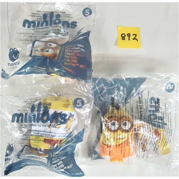 Lot of 3 new sealed 2015 cussin minion #5 McDonalds happy meal toy