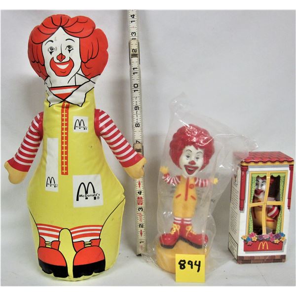 Lot of 3 McDonalds Ronald McDonald figure