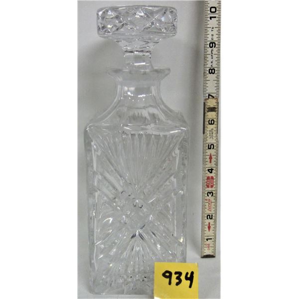 10" Clear Glass Diamond Cut LIQUOR DECANTER