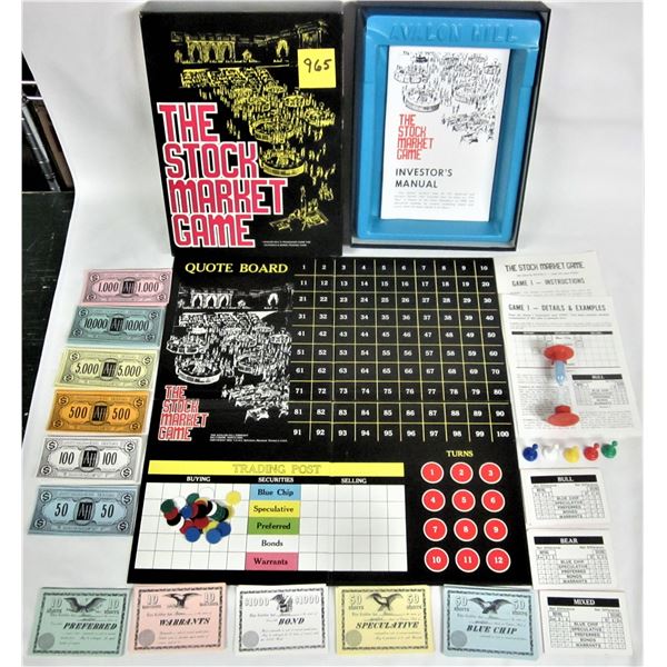 Vintage 1970 Avalon Hill Bookshelf Game #805 THE STOCK MARKET Game