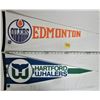 2 Vintage 30" NHL Felt Pennants (Edmonton Oilers) + (Hartford Whalers)