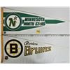 Image 1 : 2 Vintage 30" NHL Felt Pennants (Minnesota Northstars) + (Boston Bruins)