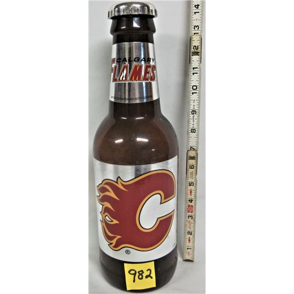 Plastic 14" CALGARY FLAMES BEER BOTTLE COIN BANK