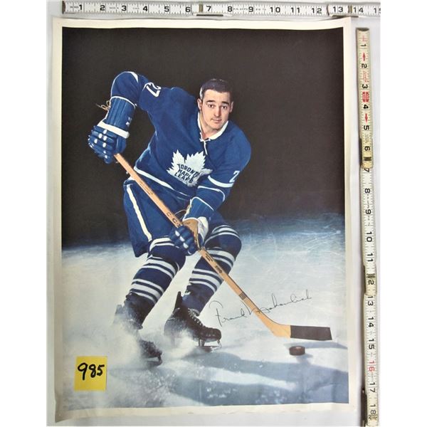 13' x 18" Poster FRANK MAHOLICH Toronto Maple Leafs - Signed