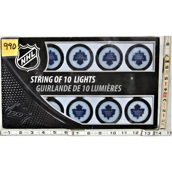 RARE Plastic Puck String of Christmas Lights - Toronto Maple Leafs - New