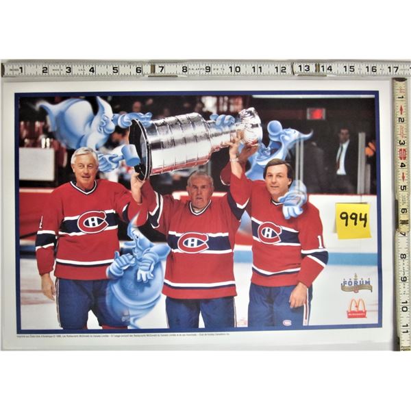RARE 1996 McDonalds 10" x 16" Montreal Canadians BELLIVEAU - LAFLIER - RICHARD 3D Place Mats