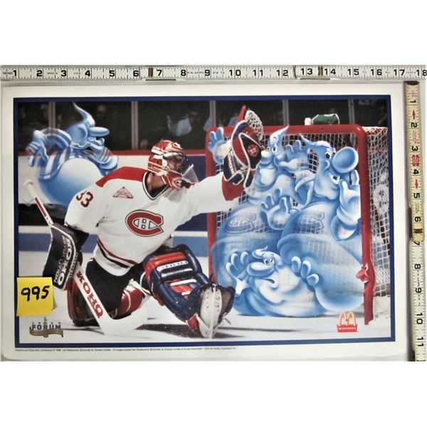 RARE 1996 McDonalds 10" x 16" Montreal Canadians PATRICK ROY 3D Place Mats