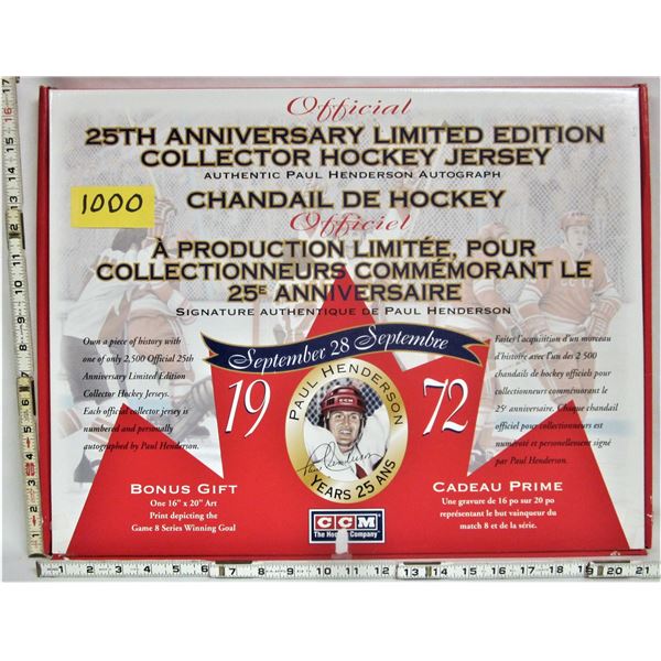 RARE Boxed Official CCM 25th Anniversary Ltd. Ed Collector Hockey Jersey w/ Authentic PAUL HENDRESON
