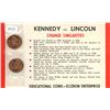 Image 1 : Lot of 2 Kennedy vs Lincoln Strange Similarities bronze medals. Interesting similarities.
