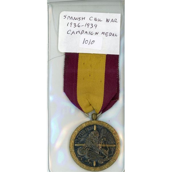 1936 – 1939 Spanish Civil War Campaign Medal. Issued to front-line Falangist forces fighting the ele