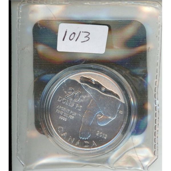 2012 Swimming Polar Bear Silver $20. .9999 pure silver.