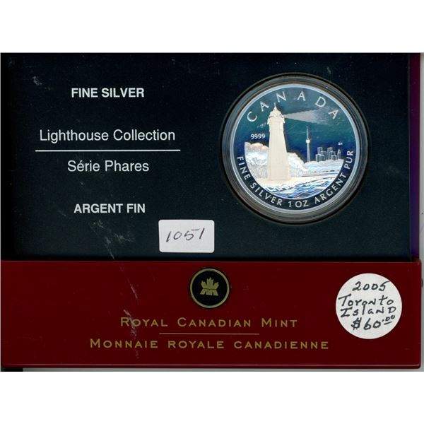 2008 Toronto Island Lighthouse $20. Proof. One ounce pure silver. Celebrates the Gibraltar Lighthous