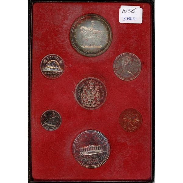 1973 Double Dollar Specimen Set. 7-coin set includes Silver RCMP Centennial Silver Dollar.