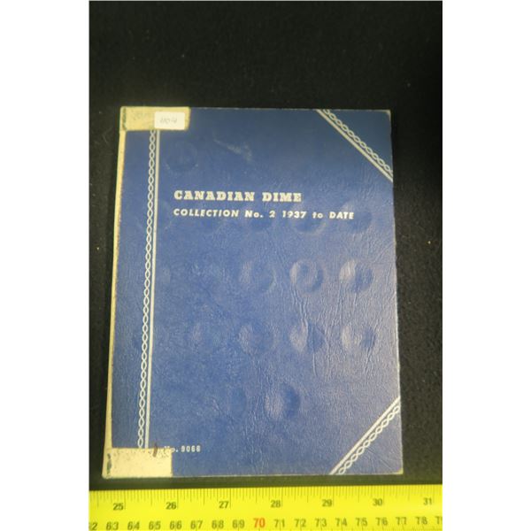 Canadian Collection of 10 Cents. 1968 to 1997. Coins grade EF to BU. Housed in a blue Whitman folder