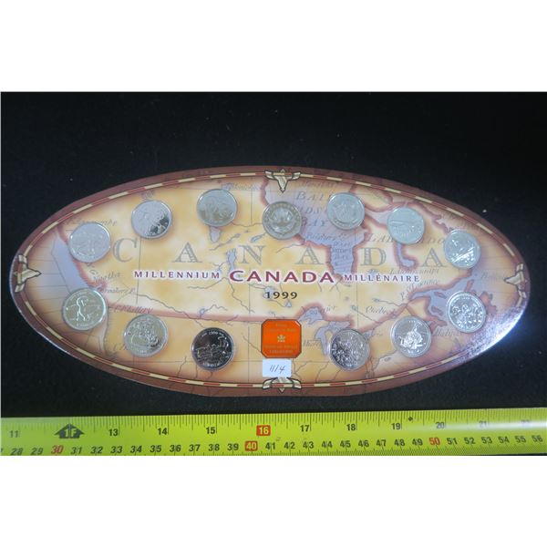 1999 Canada Millennium set of 12 coins and medal. Includes 12 25 cents for each of the 12 months of 