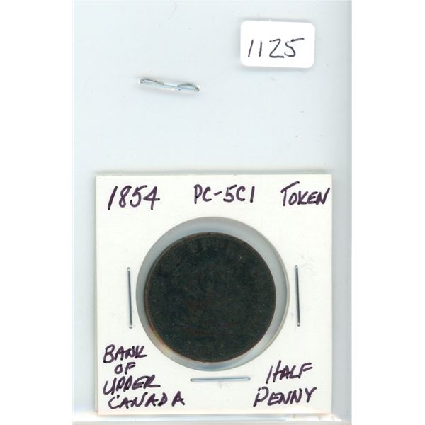 1854 PC-5C1 Upper Canada 1/2 penny