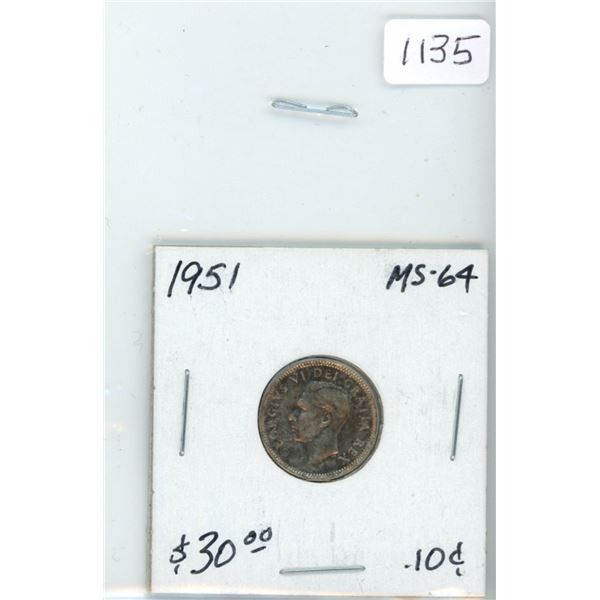 1951 High grade 10 cents