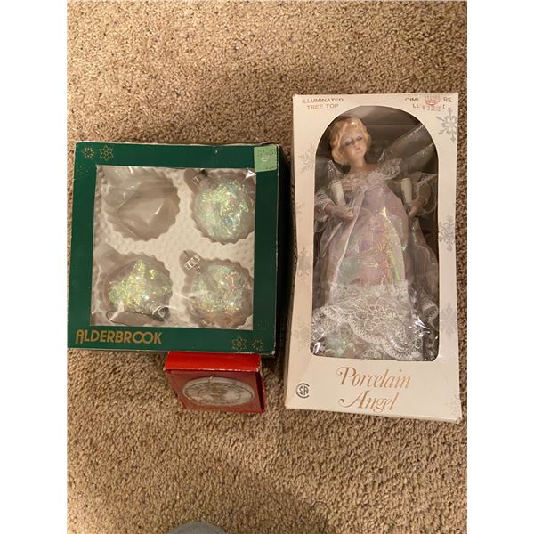 vintage Christmas tree angel & ornaments