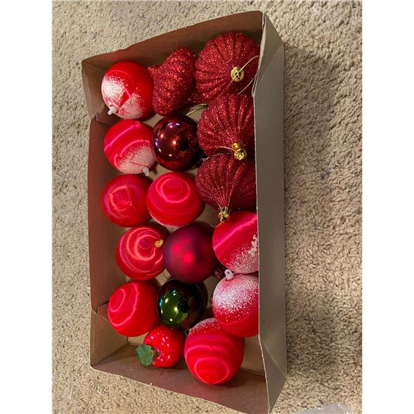 vintage Christmas tree ornaments (a few newer, mostly old satin)