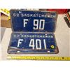 Image 1 : 2 1962 SASK LICENSE PLATE