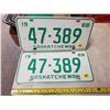 Image 1 : PAIR 1968 SASK LICENSE PLATE