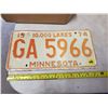 Image 1 : 1974 MINNESOTA LICENSE PLATE
