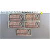 Image 1 : 5 x $2 Canadian Bills (1954)