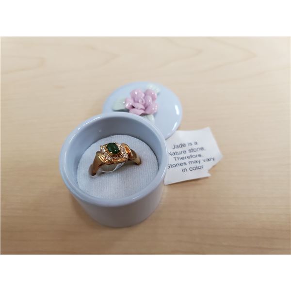 genuine jade ring 14k gold plated size 8