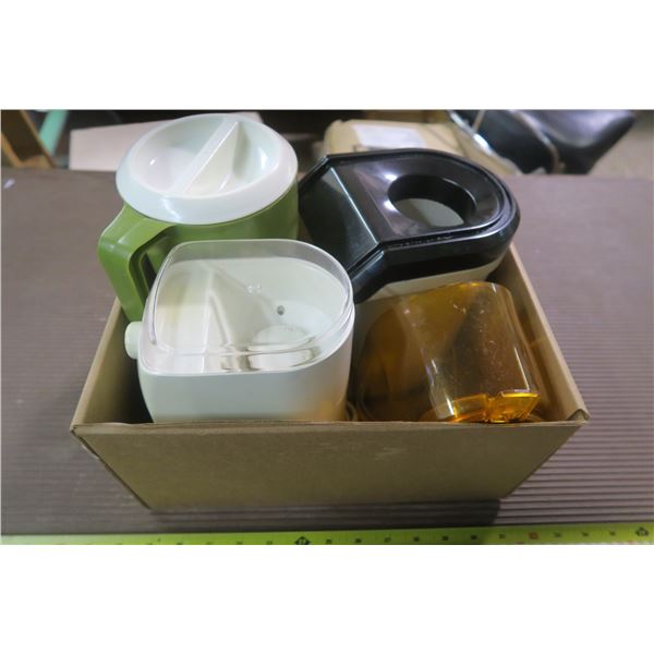 Box of Misc. Items, Popcorn Popper, Pitcher Etc.