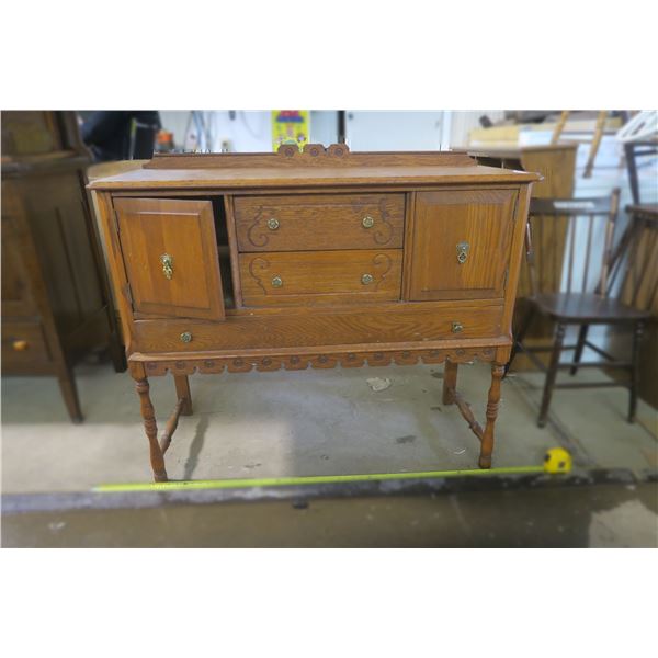 Antique Oak Buffet 46 X 18 1/2 X 38 1/2