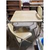 Image 1 : small folding metal table & 2 folding metal chairs